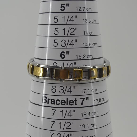 Fossil Two Tone Wristwatch Gold Silver Bracelet Watch Womens - Picture 6 of 12